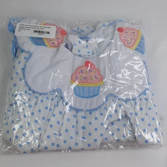 'EVERLASTING HEIRLOOM' SCALLOP NECK EMBROIDE CUPCAKE TOP & BLOOMER 2-PIECE SET - Picture 11 of 14